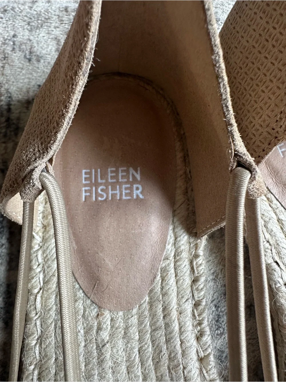 Eileen Fisher Lee Espadrille Flat Natural Beige Suede  Size 9